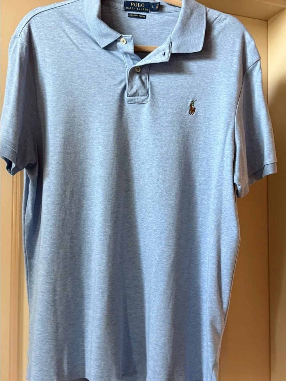 Polo Ralph Lauren Pima Cotton Sz L Men’s Light Blue Polo Shirt Business Casual